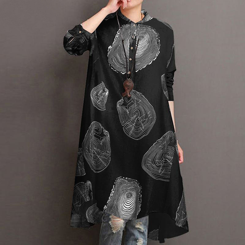Long-sleeved Loose Literary Retro Mid-length Cotton and Linen Shirt