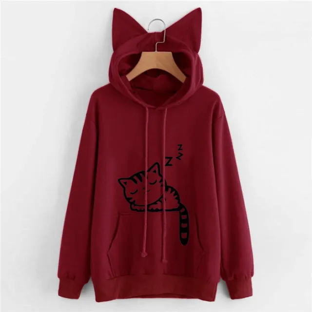 Long Sleeve Sweatshirt Hoodies Women Casual Crop Top Wine - Shop at LoveMi