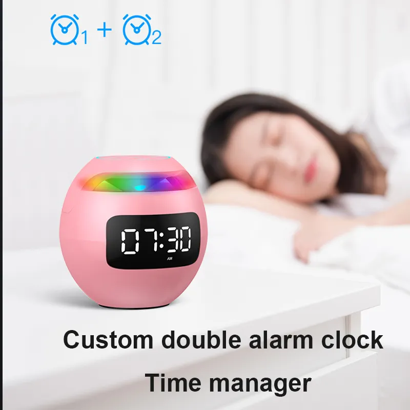 Mini Dual Alarm Bluetooth Speaker Colorful Night