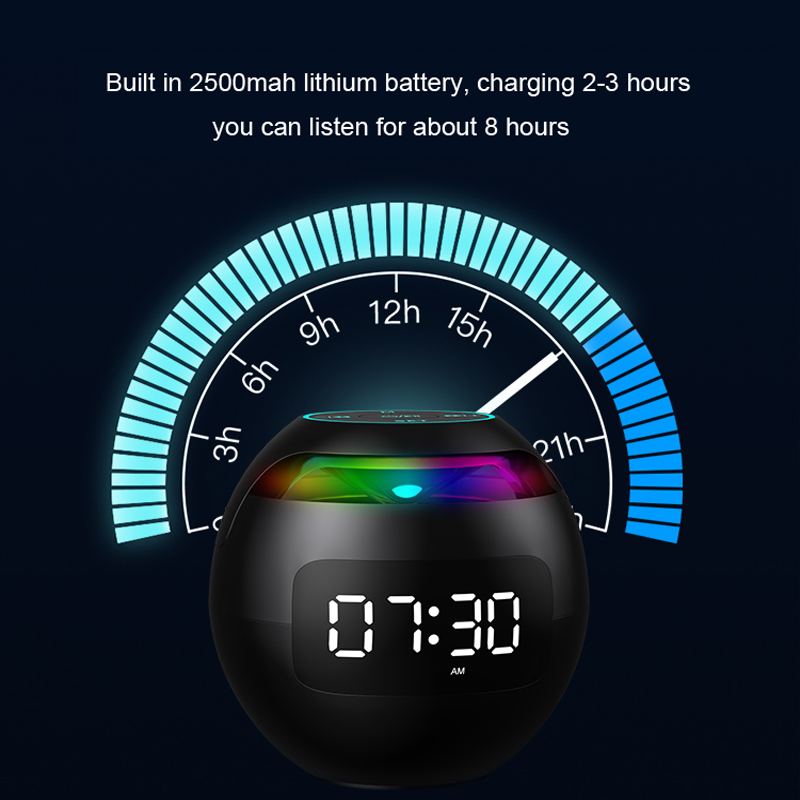 Mini Dual Alarm Bluetooth Speaker Colorful Night Light - Image 7