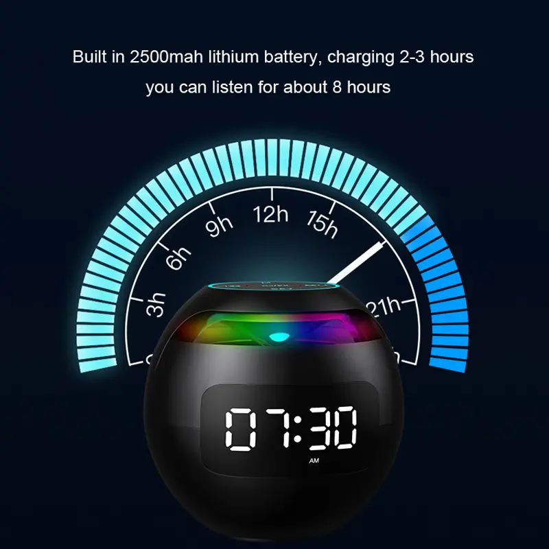 Mini Dual Alarm Bluetooth Speaker Colorful Night Light