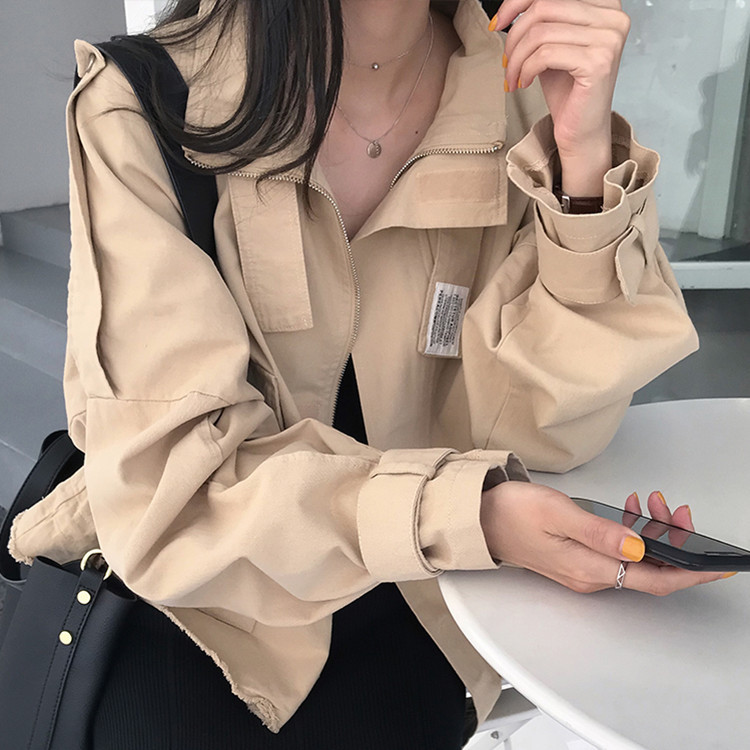 Women's Loose Cotton Long Sleeved Coat Baseball Uniform Jacket Top