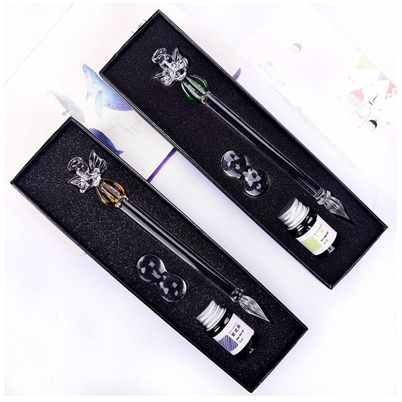 Transparent girl glass pen dipped in pen stationery crystal