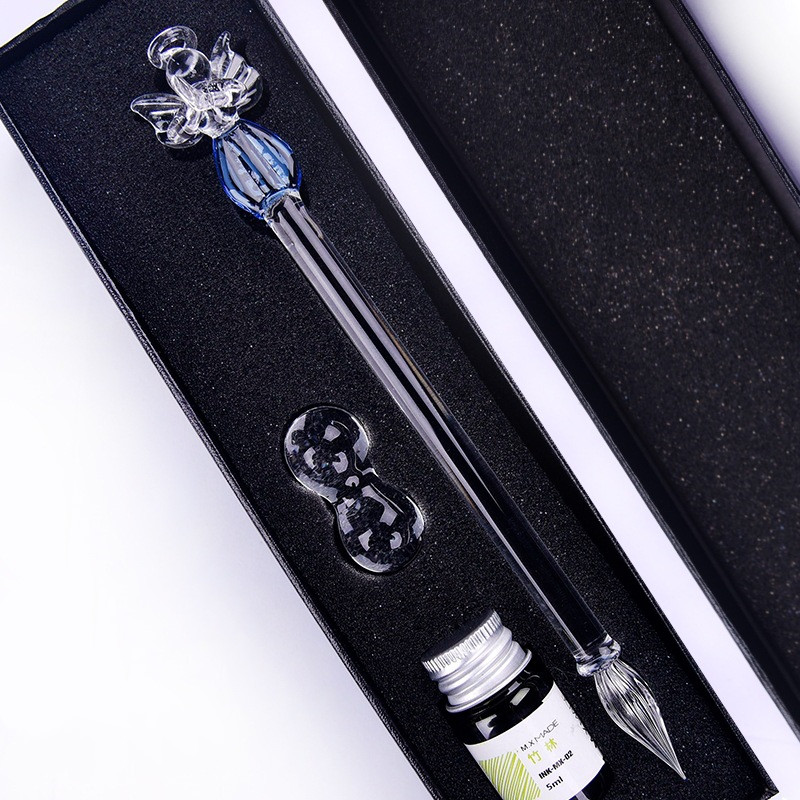 Transparent girl glass pen dipped in pen stationery crystal
