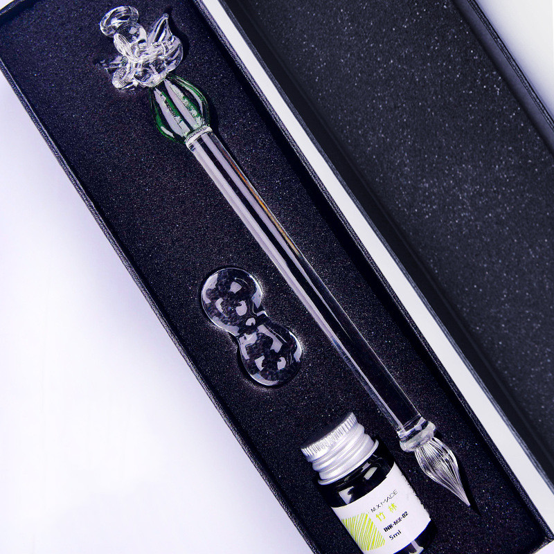 Transparent girl glass pen dipped in pen stationery crystal