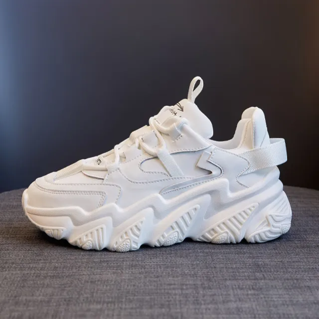 Thick Soled Increased White Casual Sneakers White - Shop at LoveMi