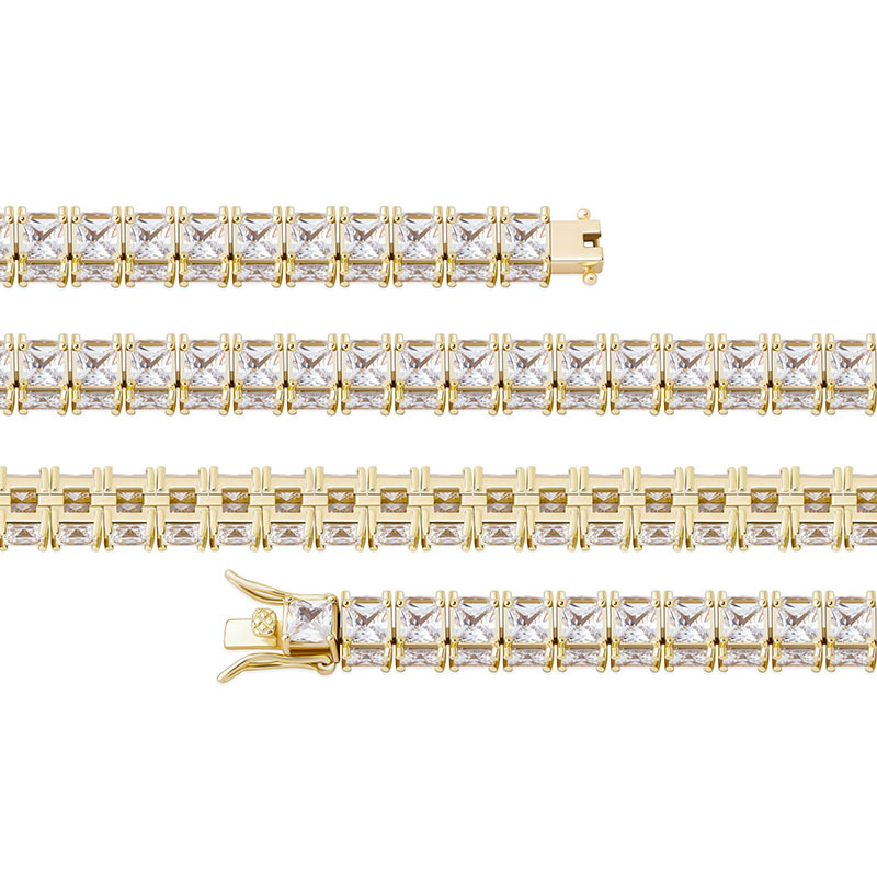 Three-sided Square Full Zircon Hip-hop Bracelet