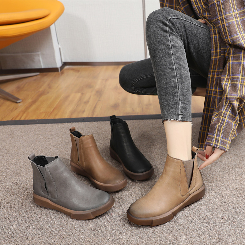 Title 5, Retro Large Size Beef Tendon Sole Short Boots W...