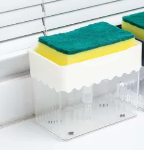 2 in 1 Soap Dispenser Sponge Caddy Push type Liquid Box Detergent Automatic Dosing Box White Waves - Shop at LoveMi