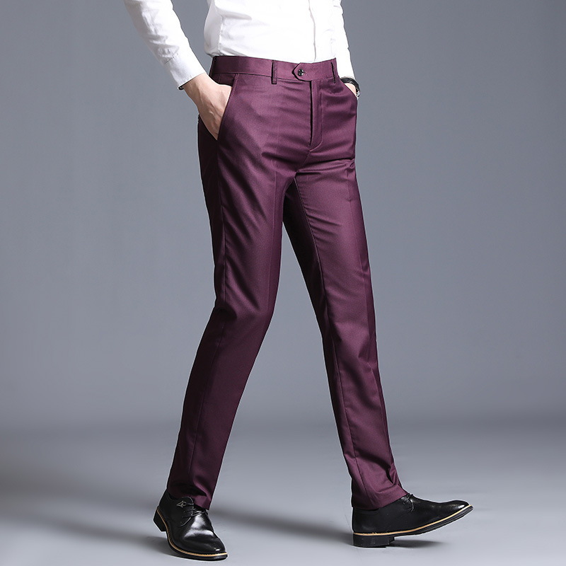 Title 4, Pantalon de costume gris casual coupe droite aj...