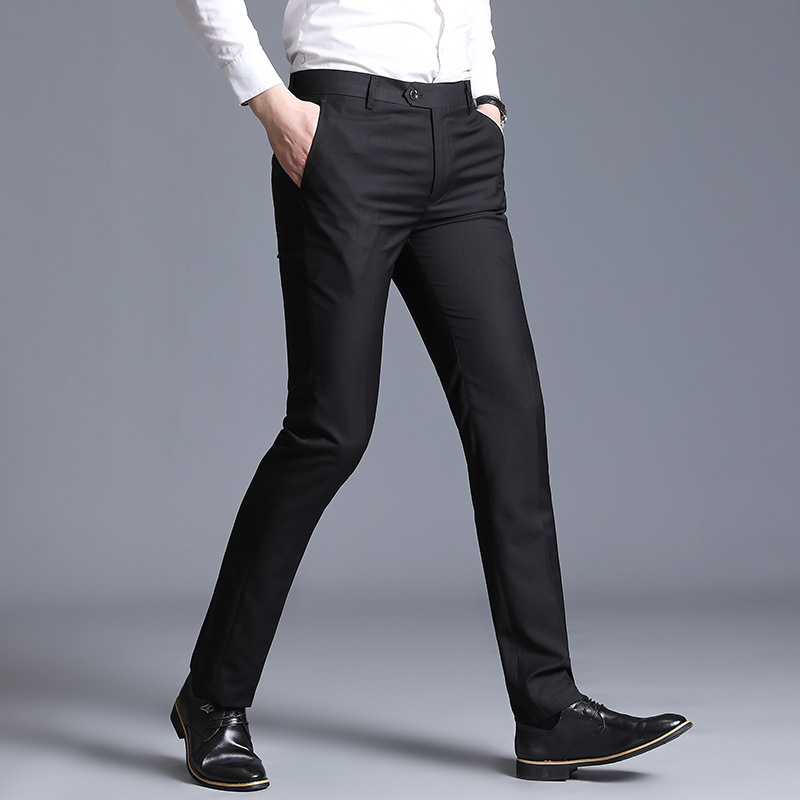 Slim Fit Gray Casual Straight Suit Pants