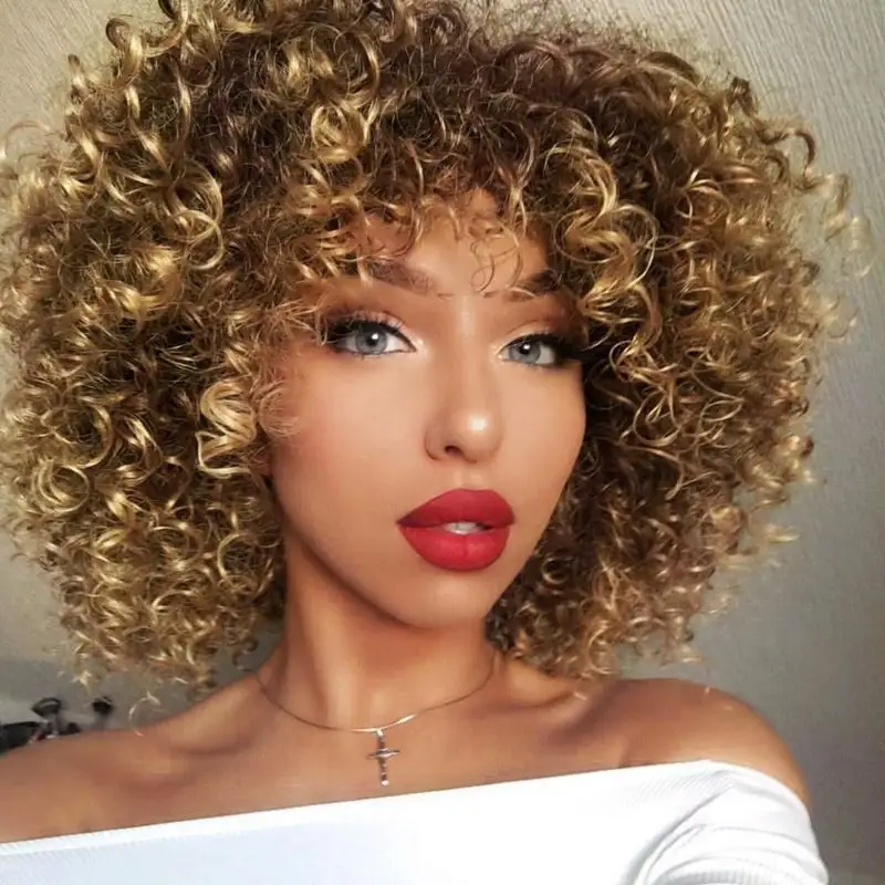 Wigs Fashion African Small Curly Ladies Headgear Wig Head