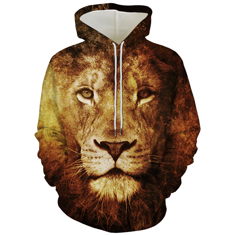 Title 3, Fashion Digital Print Lion Hooded sweatshirt