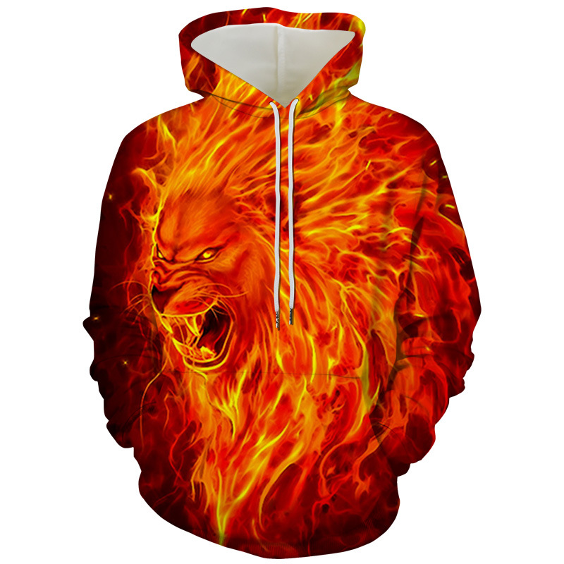 Title 10, Fashion Digital Print Lion Hooded sweatshirt