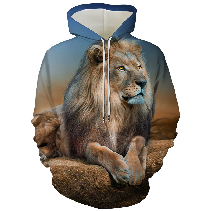 Title 7, Fashion Digital Print Lion Hooded sweatshirt