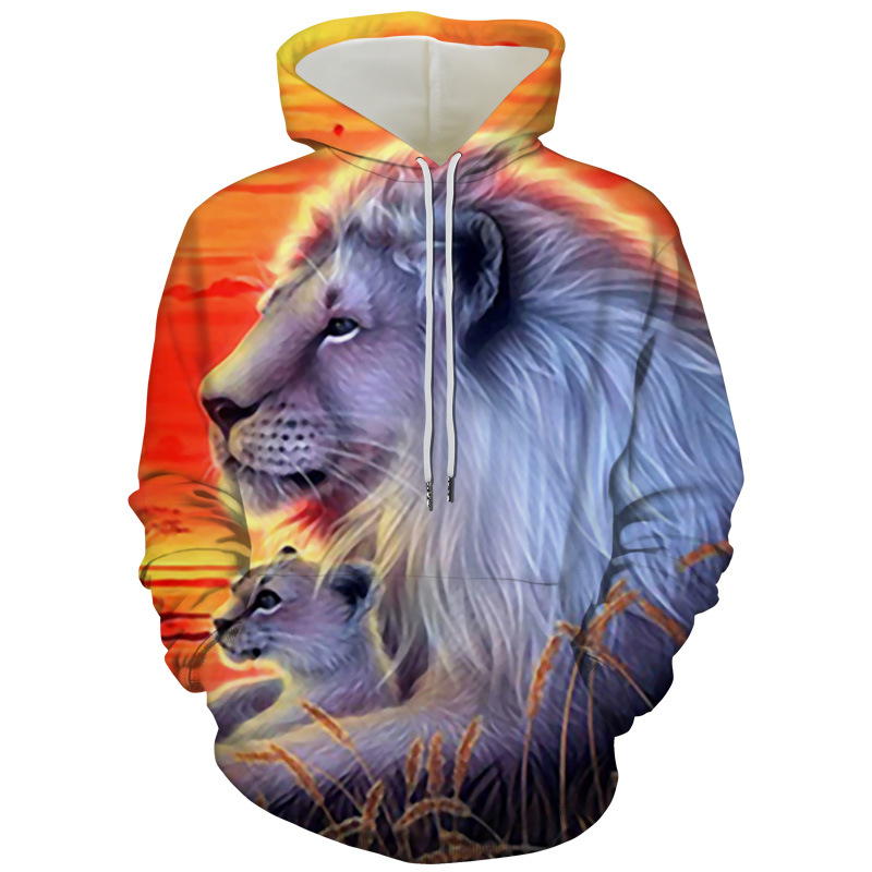 Title 11, Fashion Digital Print Lion Hooded sweatshirt