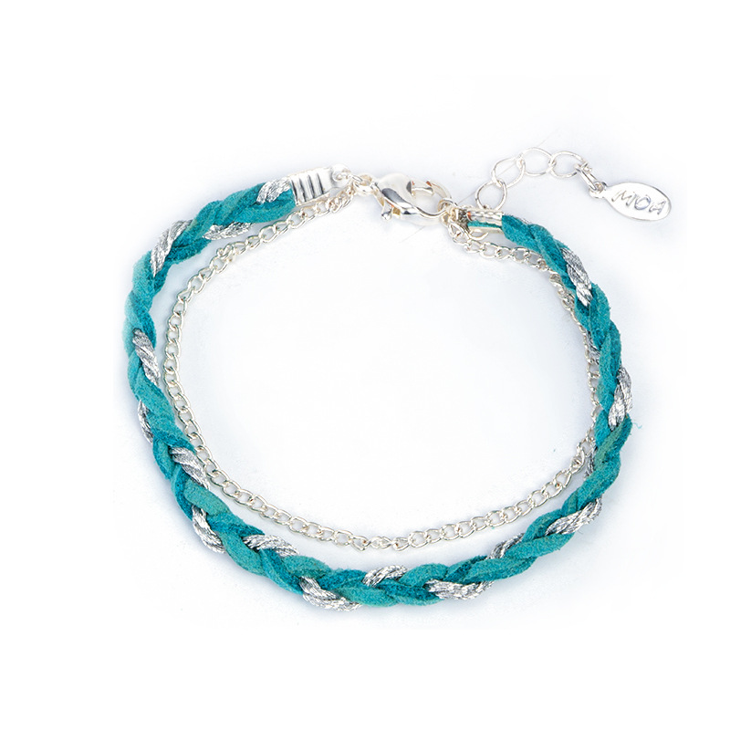 Cross-Border European And American Bohemian Retro Ethnic Turquoise Openwork Weaving Love Beaded 6-Piece Bracelet