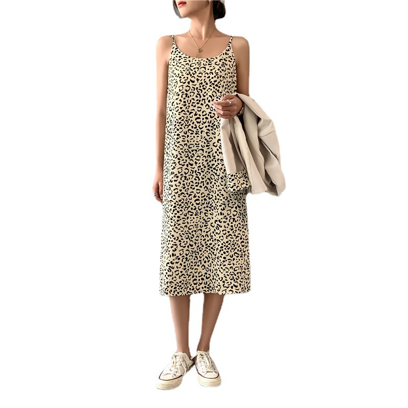 Ladies Retro Chiffon Floral Dress Summer Suspender Skirt