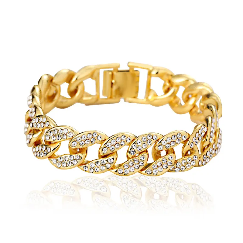 Cuban Thick Link Chain Bracelet Punk Luxury Crystal Bracelets