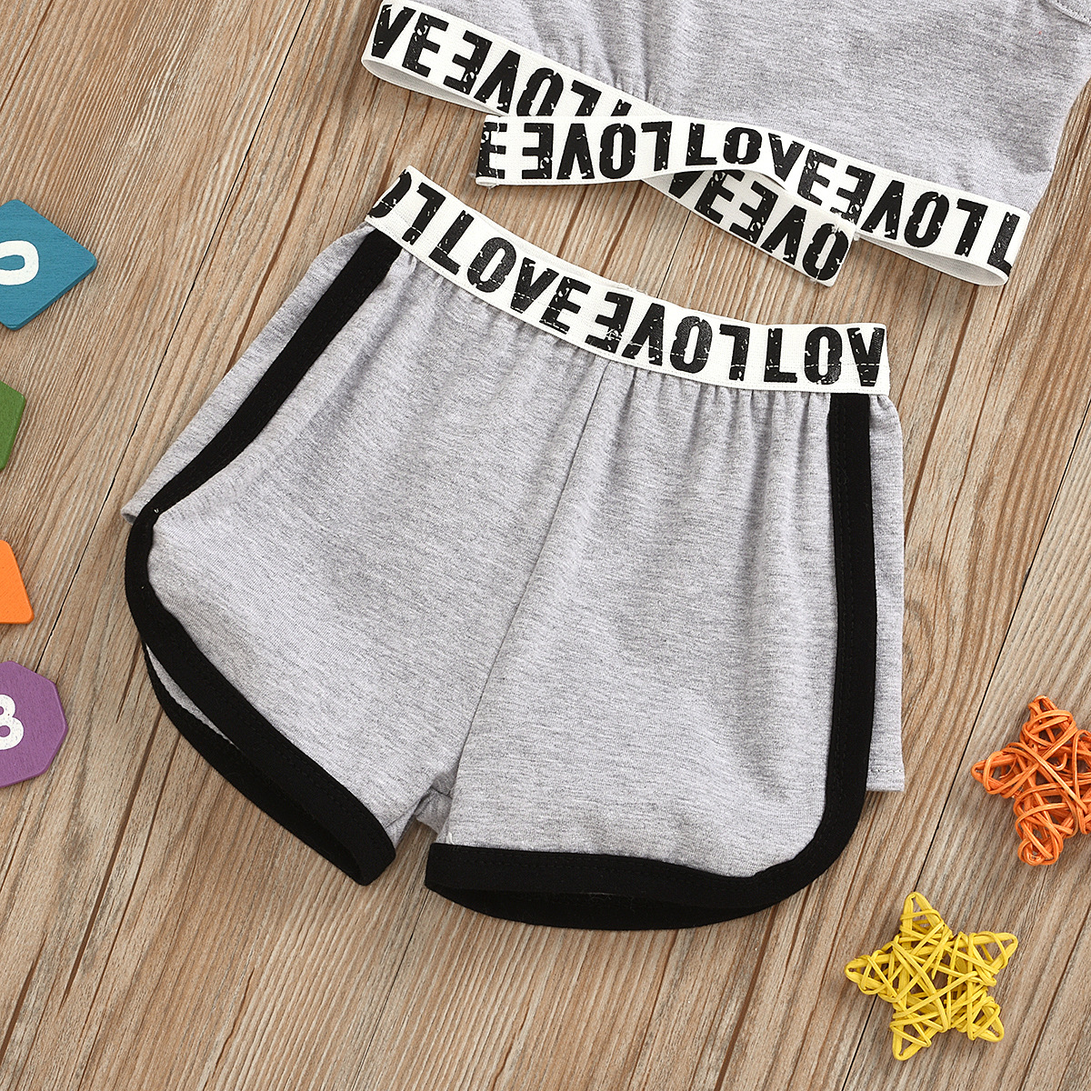 Sleeveless Top Shorts LOVE Letter Set