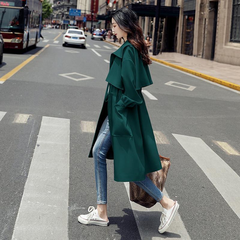 Women's Fashion Waist Thinner Mid Length Thin Coat