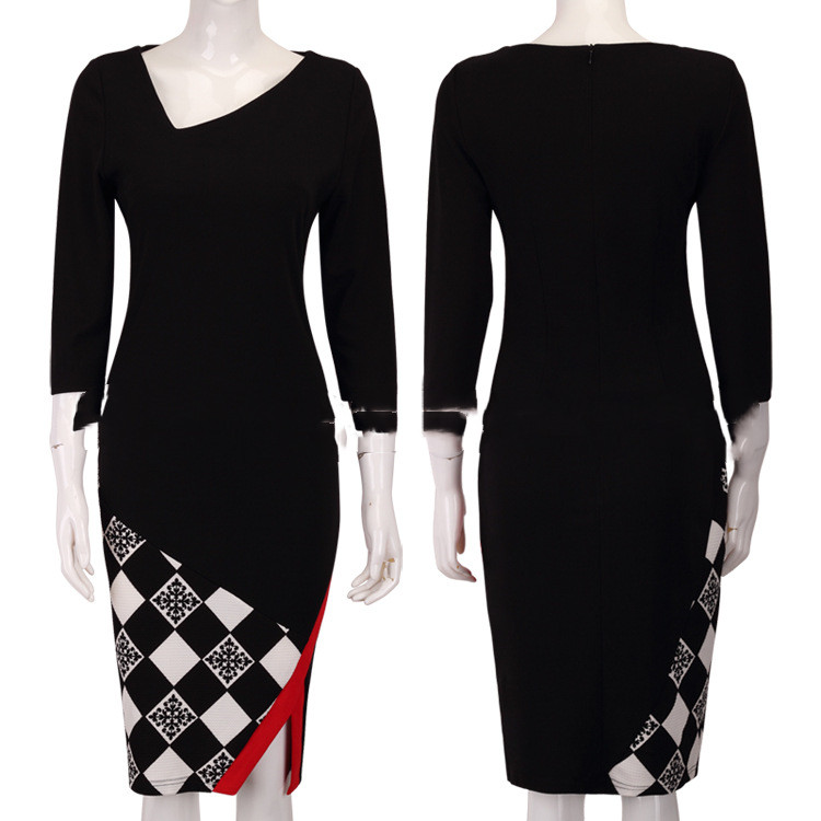 Three-quarter Sleeves Sexy Irregular Split Hip Tight-fitting Dress