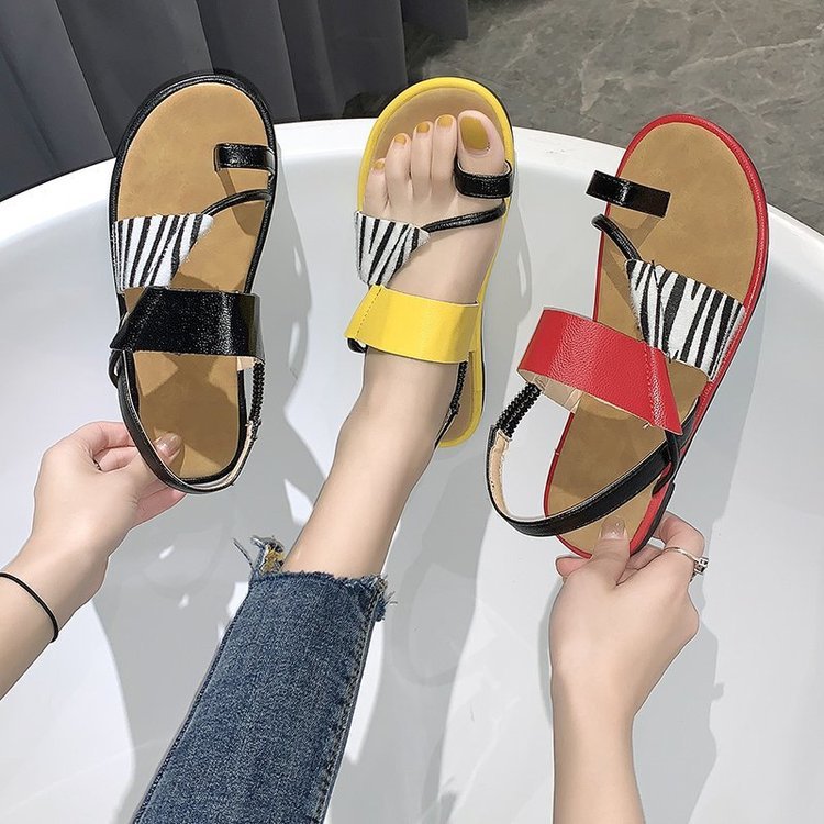 Comfortable Flat Open Toe Colorblock Casual Sandals