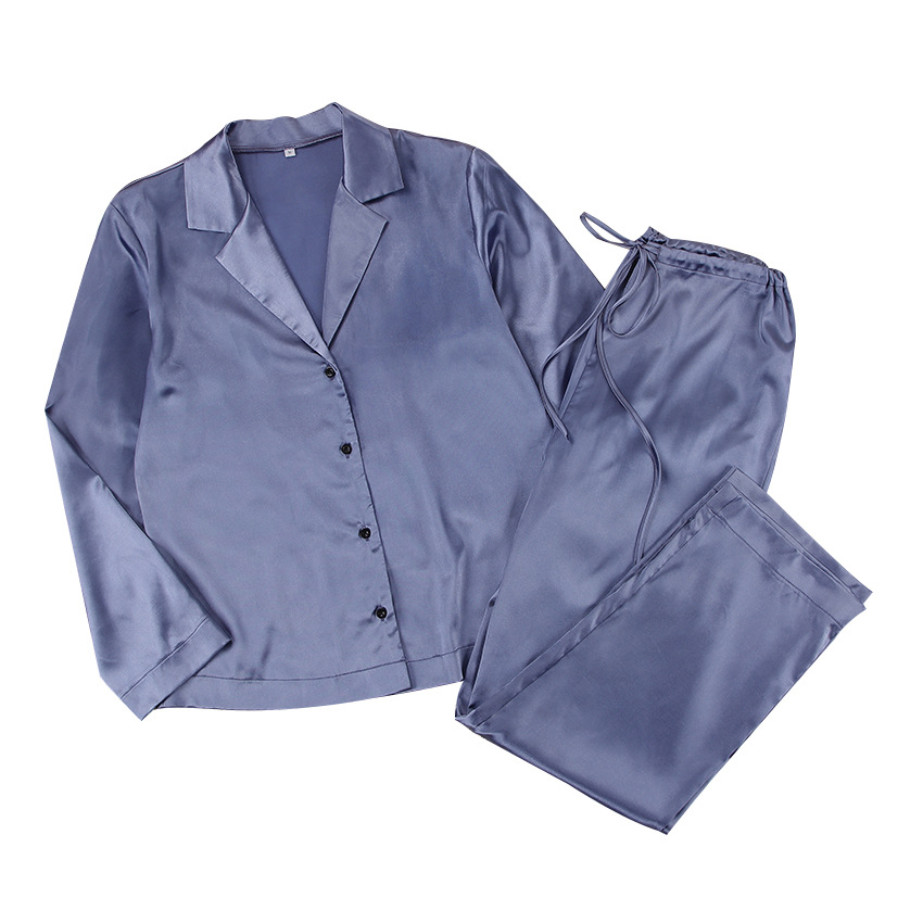 Imitation Silk Spring Long-Sleeved V-Neck Cardigan Home Service Suit