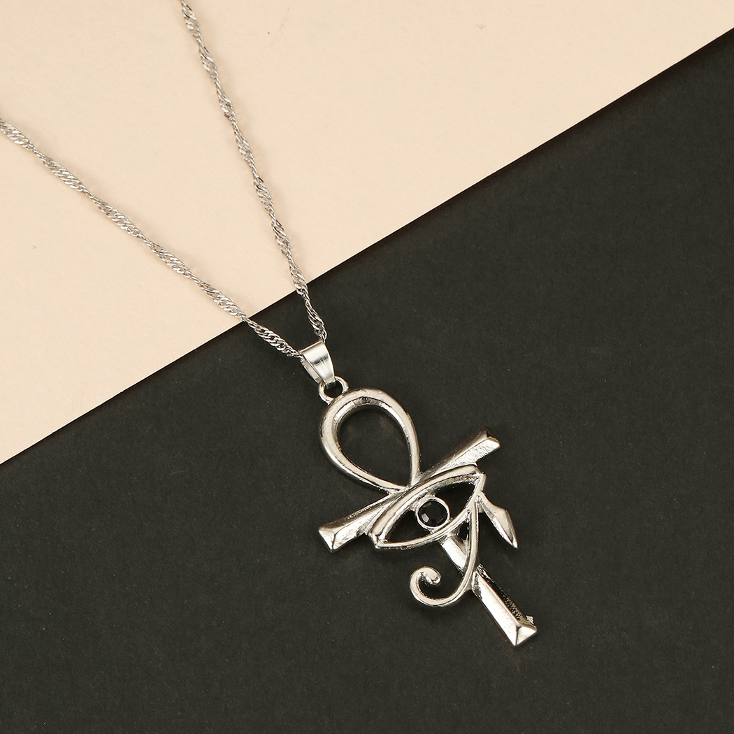 Teach the Faith of Elephant God Eye of the Cross Pendant Clavicle Necklace