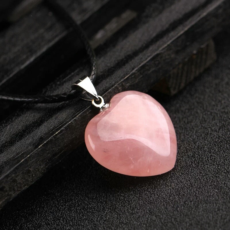Pink Crystal Love Pendant Pink Crystal Heart Necklace Sweater Chain
