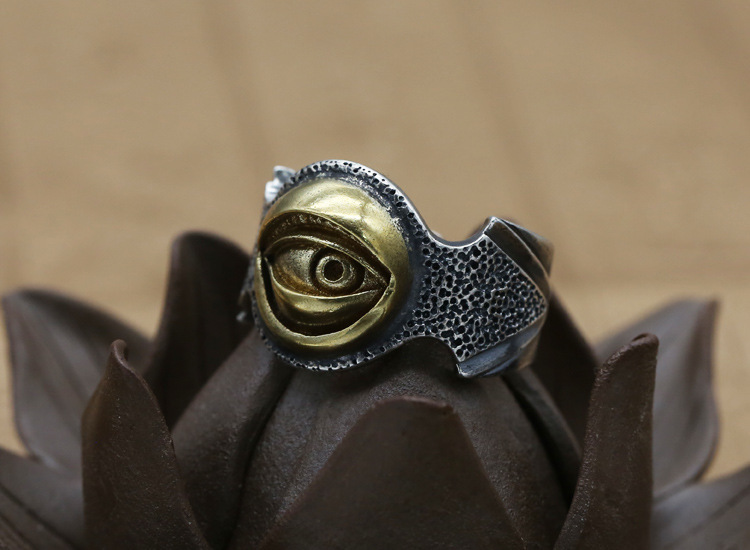 Factory Wholesale 925 Sterling Silver Jewelry Male Personality Devil Eye Open Ring Retro Thai Silver Hipster Ring