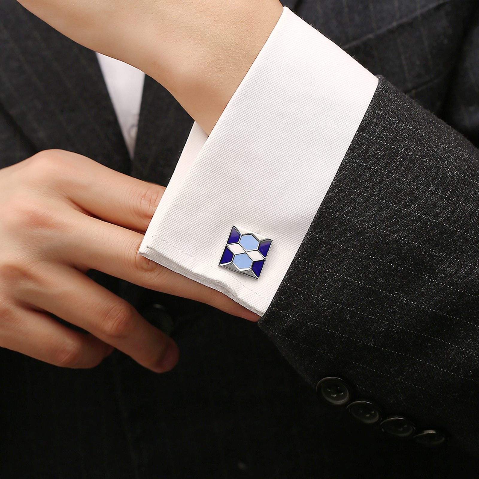 Copper Geometric Cufflinks, picture 4 of 4