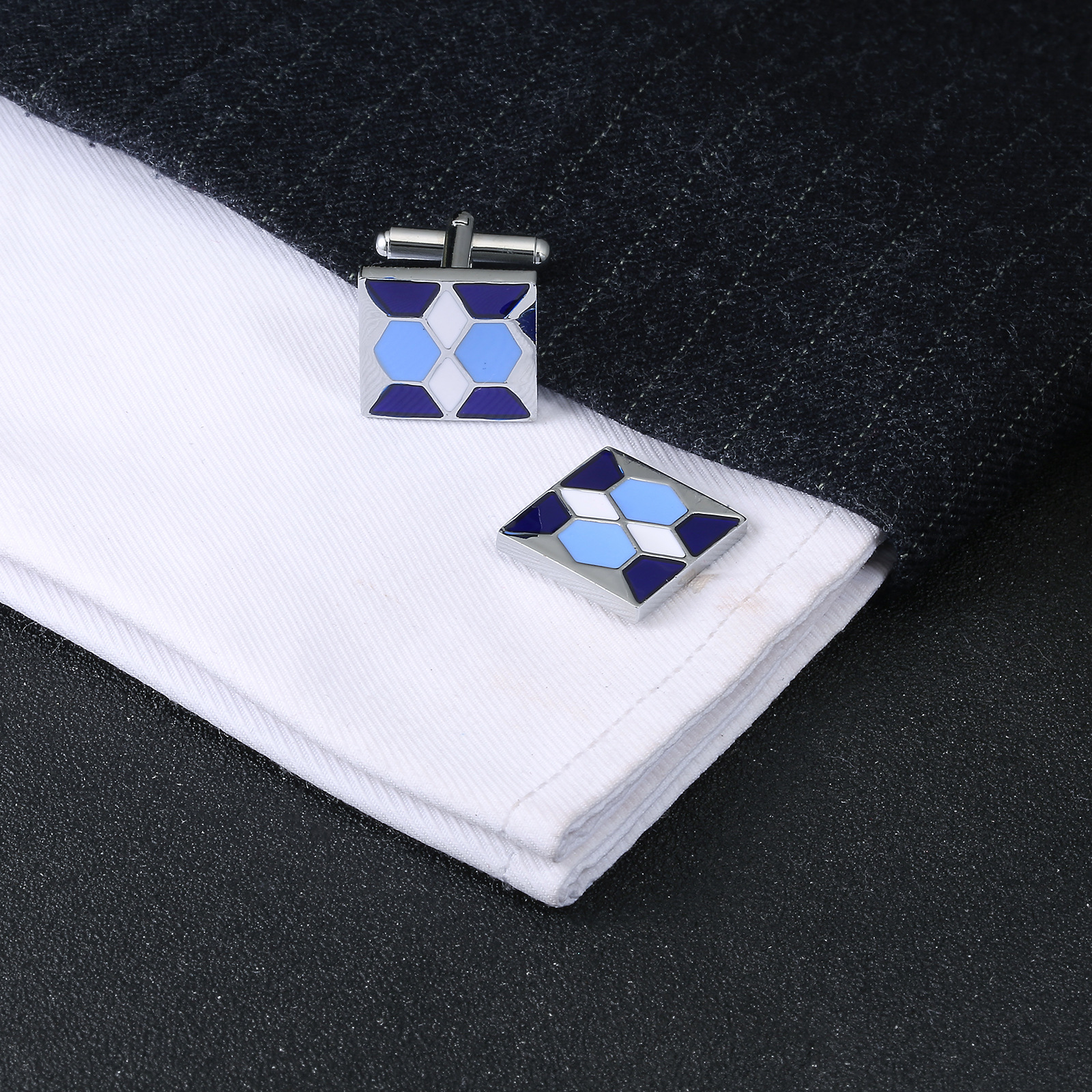 Copper Geometric Cufflinks, picture 3 of 4