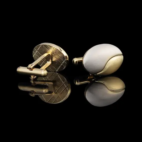 Electroplating Two-tone Men's Cufflinks Gold Brushed