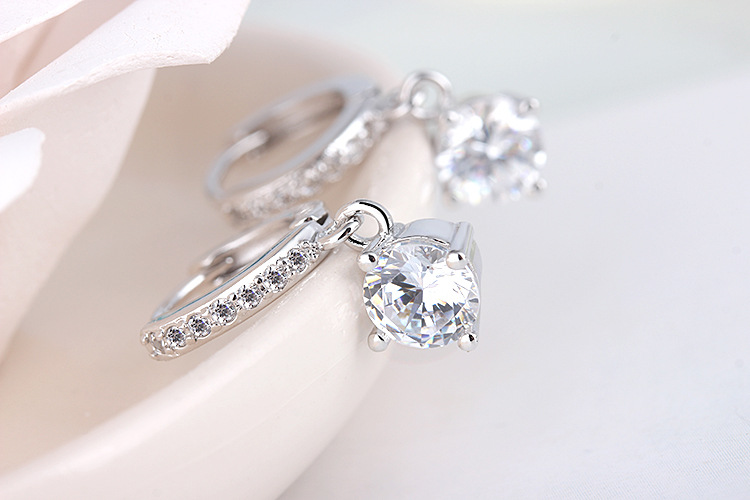 Zircon Circle Full Diamond Sterling Silver Stud Earrings