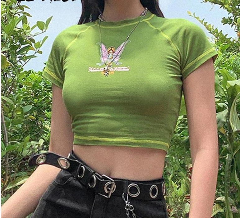 Turtleneck Round Neck Slim-fit Women T-shirt