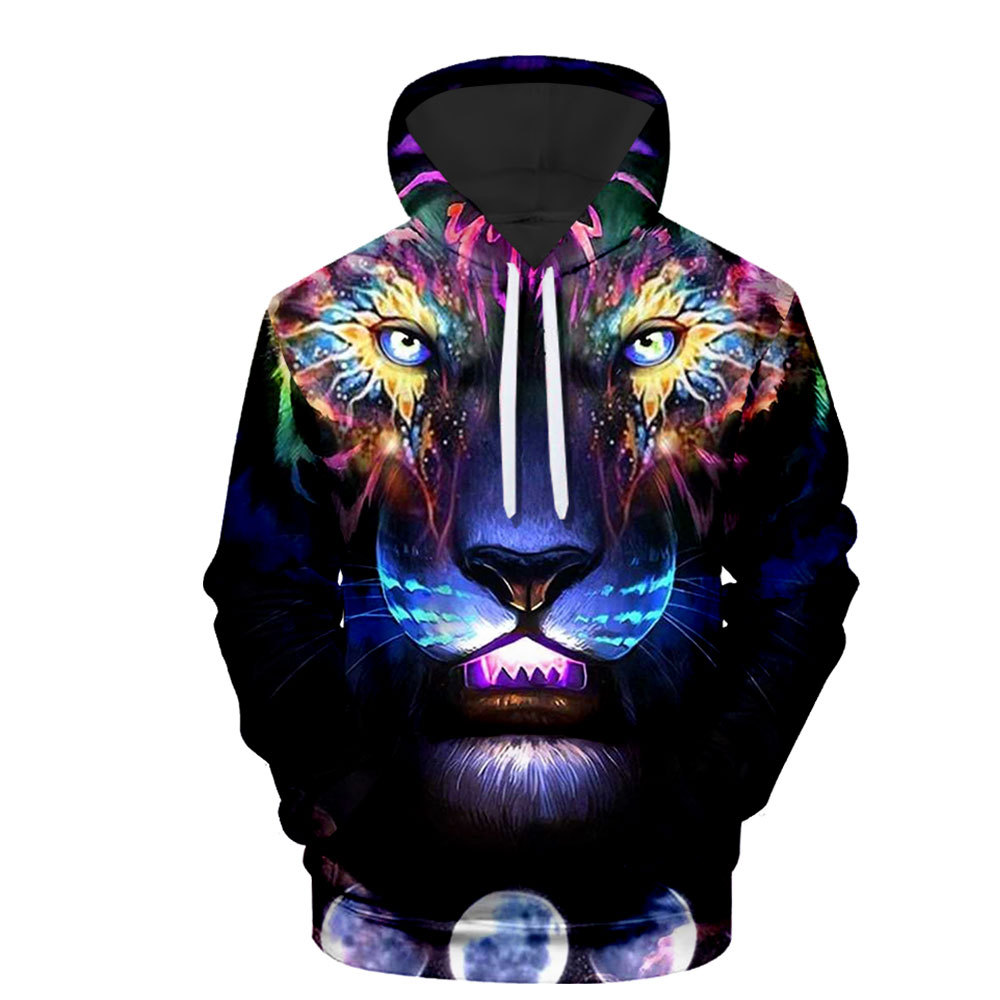 Title 1, 3D Digital Animal Print Top Casual Hooded Pullover