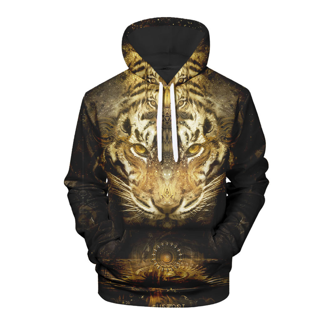 Title 5, 3D Digital Animal Print Top Casual Hooded Pullover