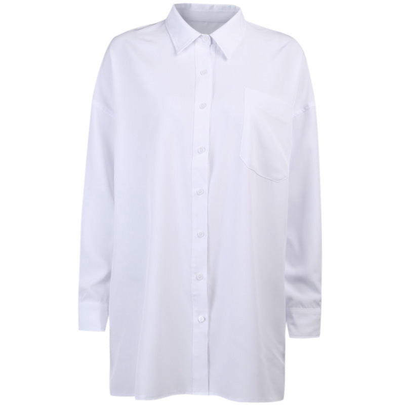 Solid Color Loose Stand Collar Top Ladies Shirt
