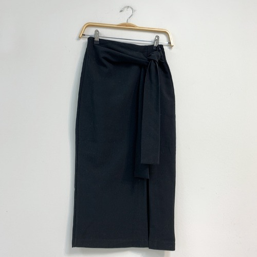 Title 7, A-line mid-length slit high waist bag hip skirt...