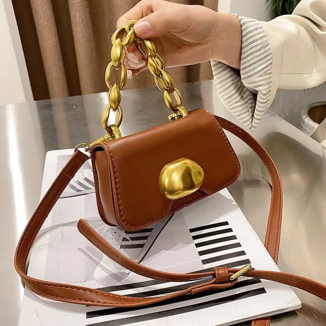 Fashion Chain One Shoulder Small Square Bag Brown - Shop at LoveMi