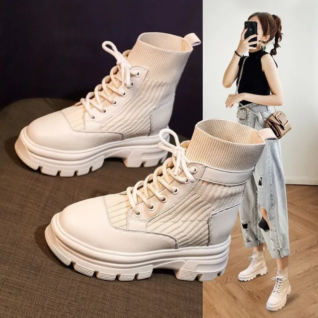 Autumn Shoes Increase Thin And Thin Short Boots Beige - Shop at LoveMi