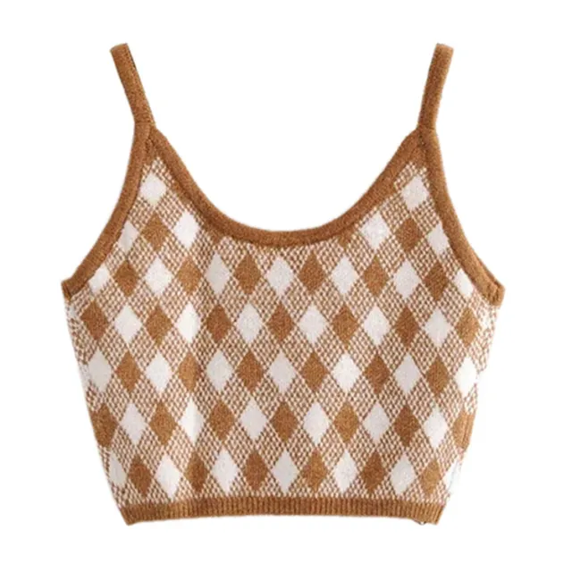 Sexy Low Chest Knit Vest Bottoming Top Camel - Shop at LoveMi