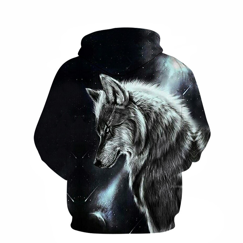 Spring And Autumn Animal Wolf head 3D Digital Printing Loose Long Sleeves