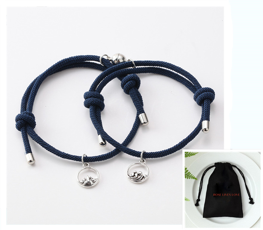 Древний серебряный браслет ручной работы с магнитом для влюбленных «Клятвы любви»