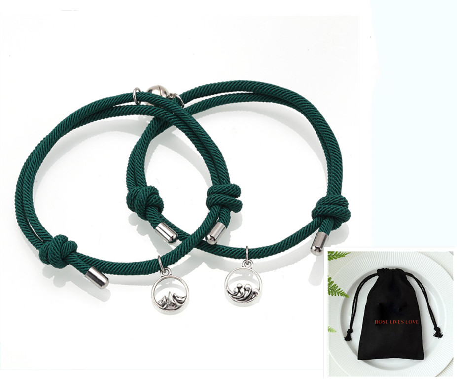 Древний серебряный браслет ручной работы с магнитом для влюбленных «Клятвы любви»