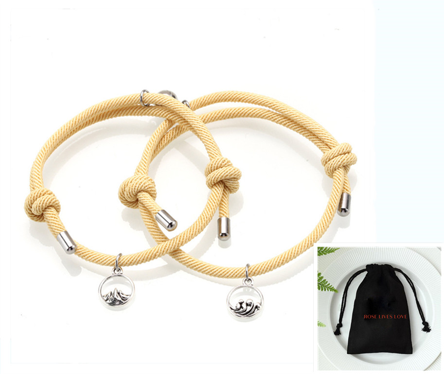 Древний серебряный браслет ручной работы с магнитом для влюбленных «Клятвы любви»