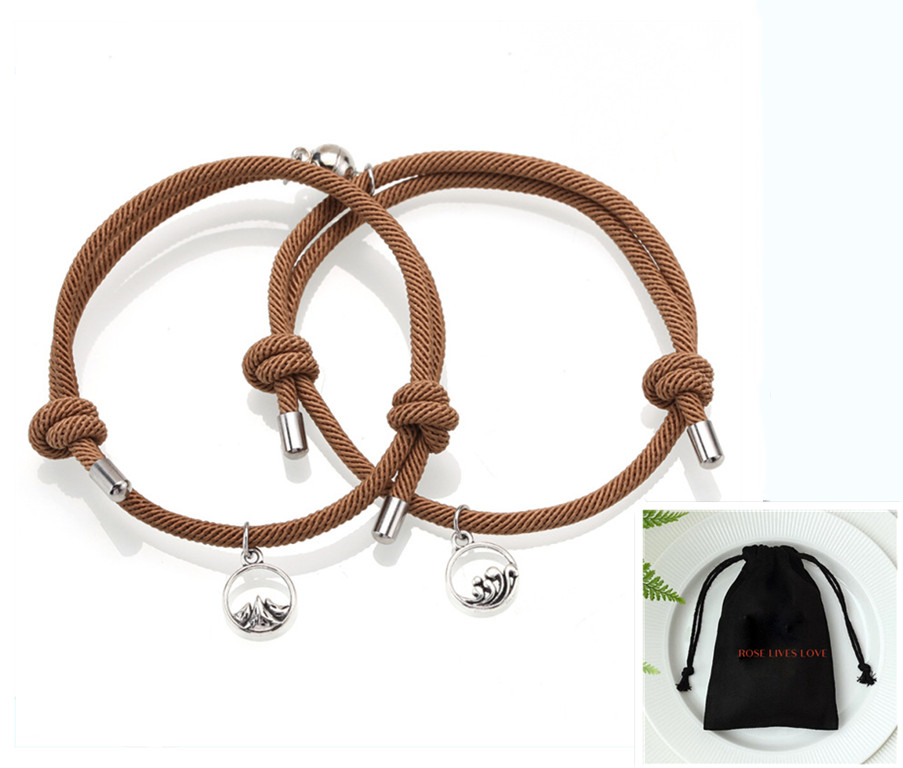 Древний серебряный браслет ручной работы с магнитом для влюбленных «Клятвы любви»