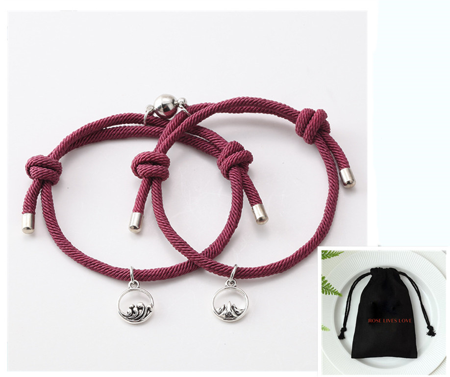 Древний серебряный браслет ручной работы с магнитом для влюбленных «Клятвы любви»