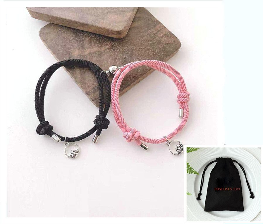 Древний серебряный браслет ручной работы с магнитом для влюбленных «Клятвы любви»